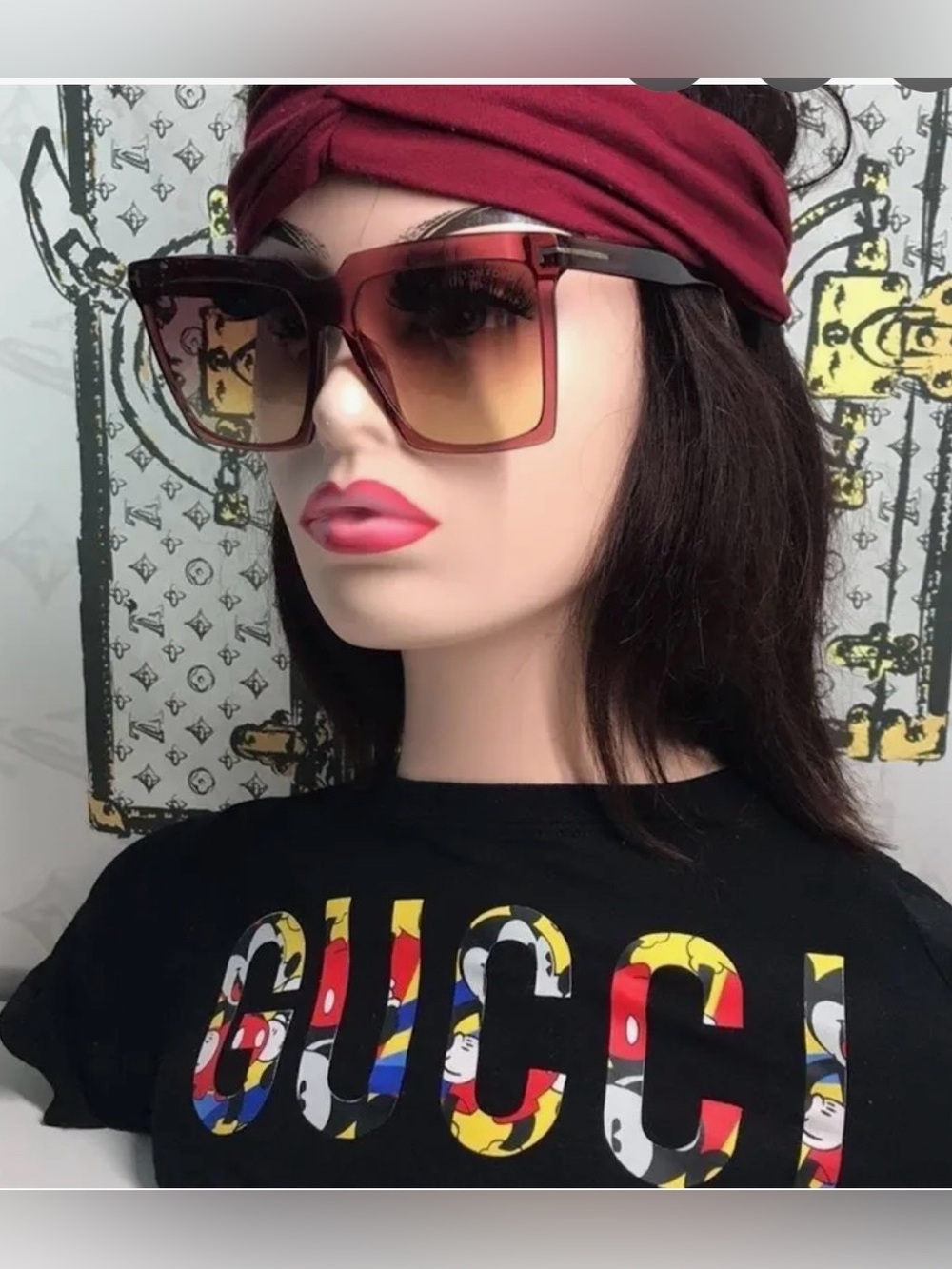 Tom Ford FT0764 69T Sabrina Square Sunglasses with Gradient Lens - Picture 9 of 10